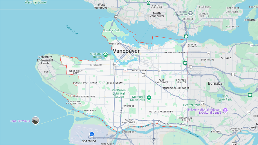 Cash for Cars Vancouver Map
